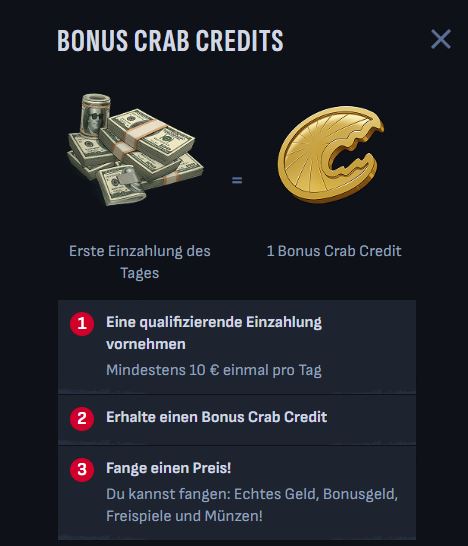 Sammle Bonus Crab Credits bei Mafia Casino 